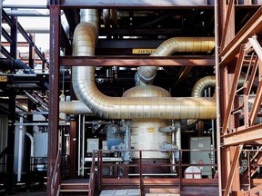 Pipes run through Shell’s Quest Carbon Capture and Storage facility in Fort Saskatchewan, Alberta.