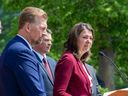 Alberta Premier Danielle Smith with members of her cabinet on Friday, June 9, 2023 at Government House in Edmonton.