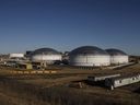 TC Energy Corp. oil storage tanks in Hardisty, Alta.