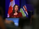 Premier Danielle Smith speaks during a Calgary Chamber of Commerce luncheon at the Hyatt Regency hotel in Calgary on Thursday, June 29, 2023.