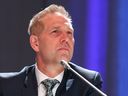 Affordability and Utilities Minister Nate Neudorf speaks at the Rural Municipalities of Alberta conference in Edmonton on March 22, 2023.
