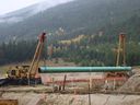 Contruction continues on the Trans Mountain Pipeline expansion project near Valemount, B.C., in 2020. 