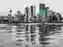 The downtown Calgary skyline was photographed from St. Patrick's Island in the Bow River on Tuesday, November 7, 2023.